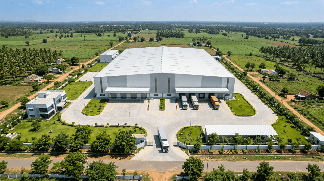 Aerial view of a high-performance warehouse facility