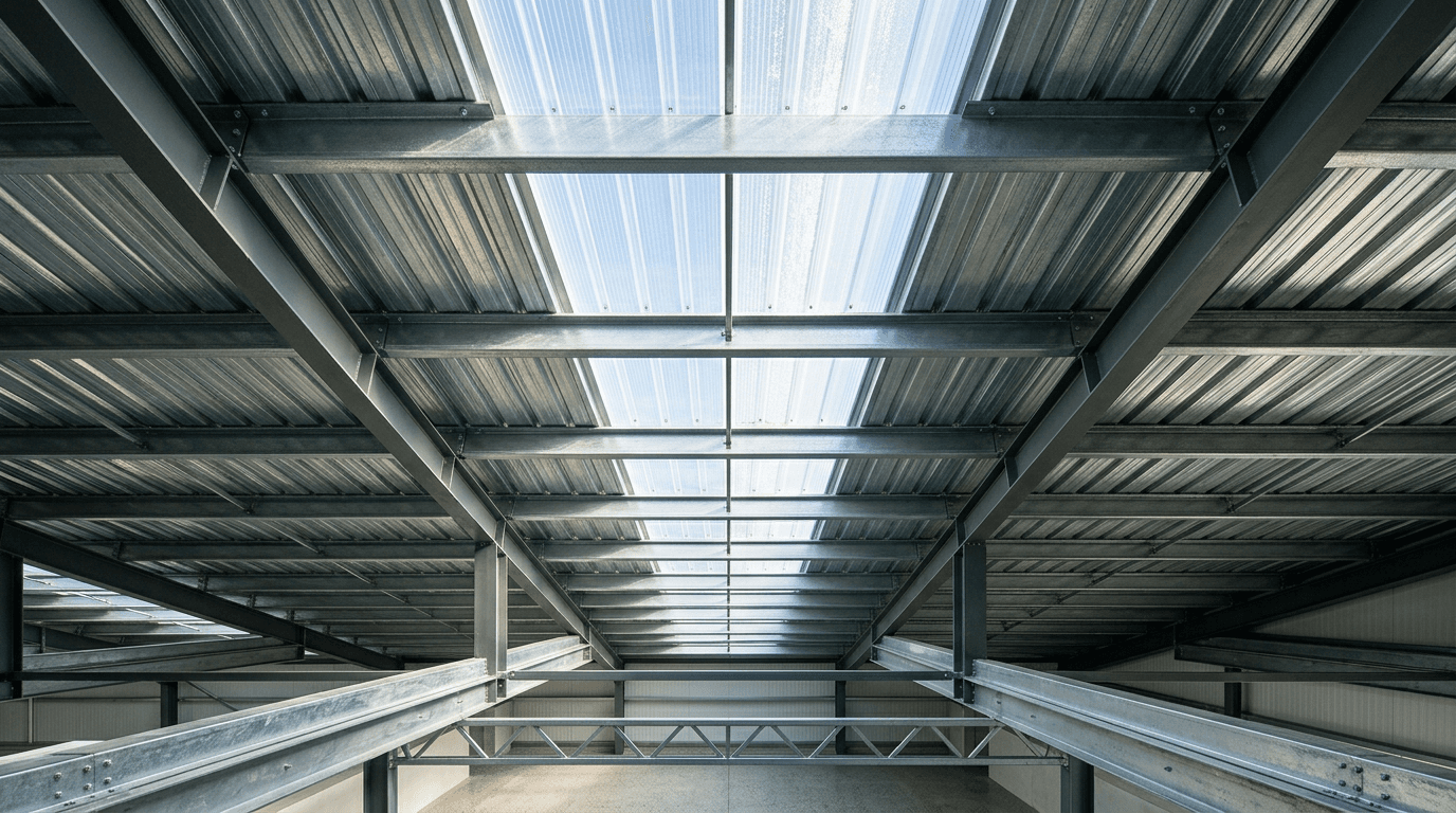 Galvanized steel roof structure