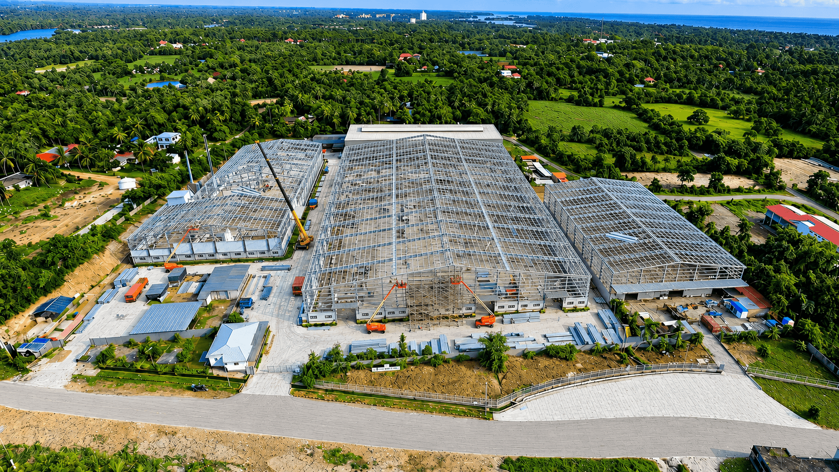 Aerial view of a completed PrimeNMS building project